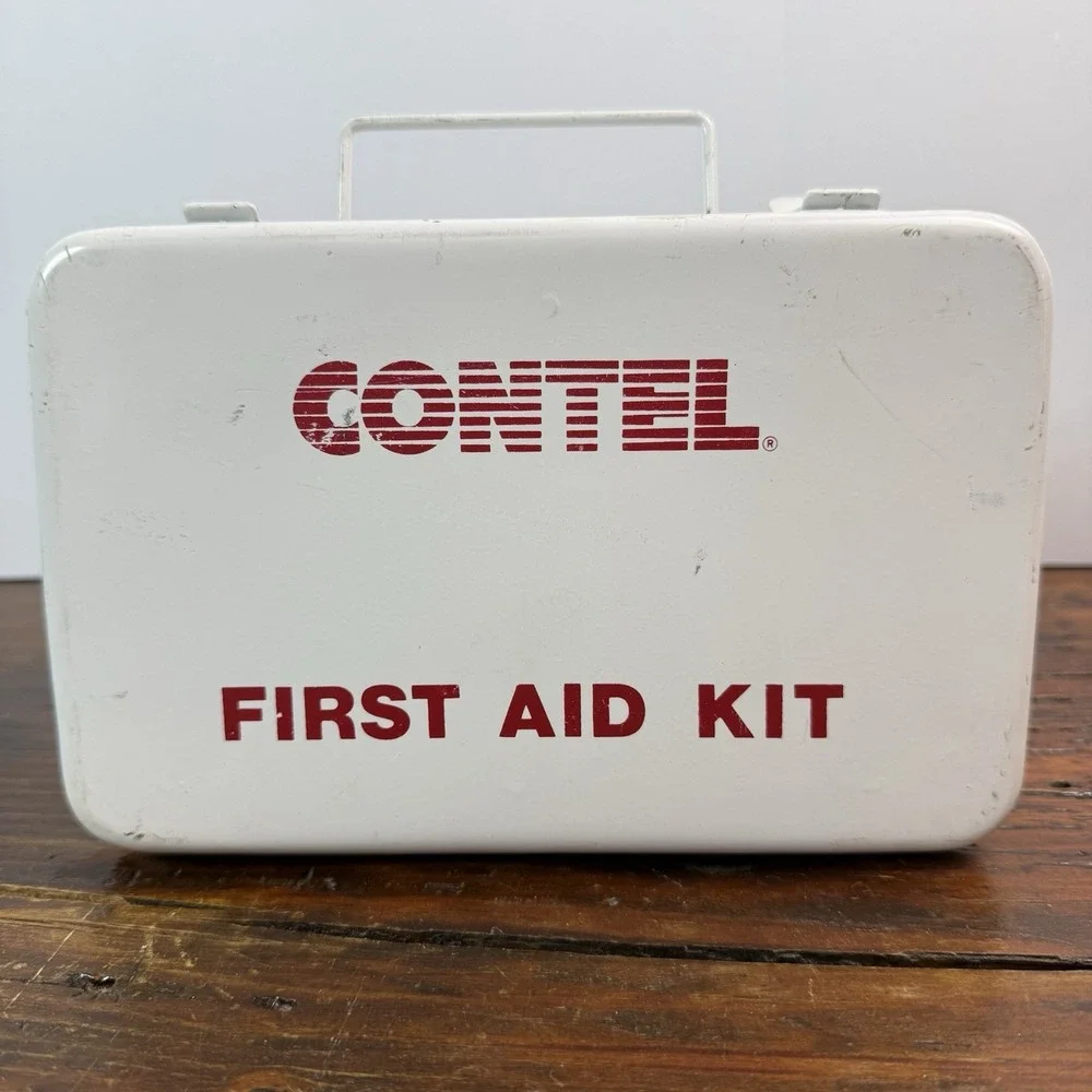 Vintage Contel Continental Telephone First Aid Kit Metal‎ Box American